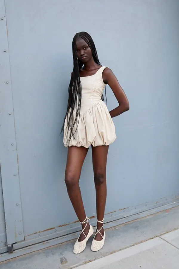 Ready-to-wear Whites|Dresses>Tach Abby Linen Dress | Beige Melange