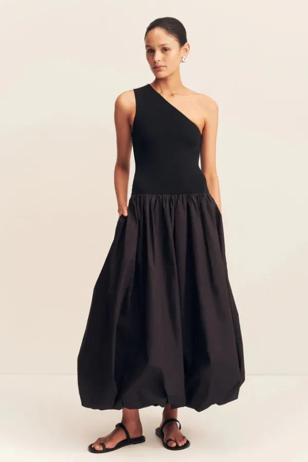Dresses>Shona Joy Aliah One Shoulder Bubble Midi Dress | Black