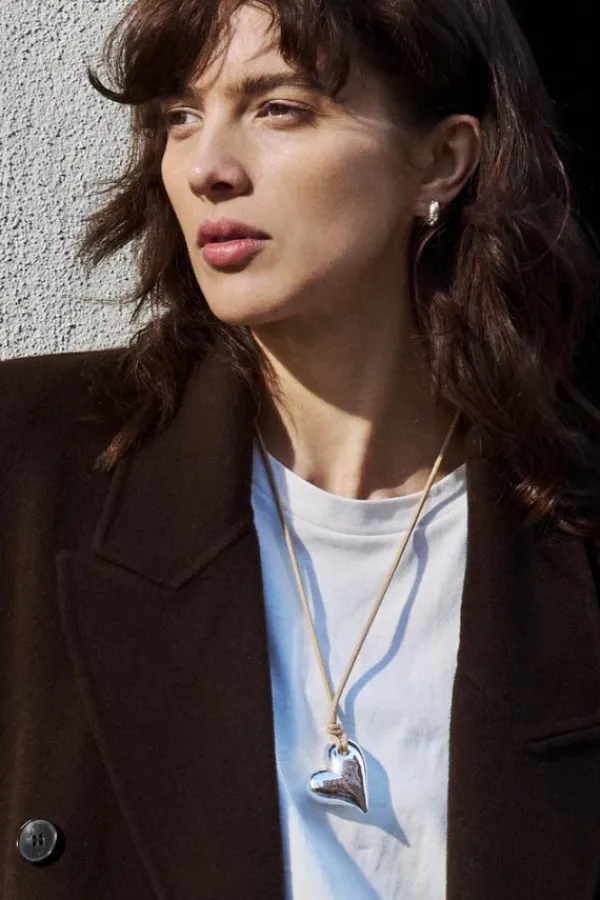 Jewelry>Jenny Bird Art Heart On A String Necklace | Silver