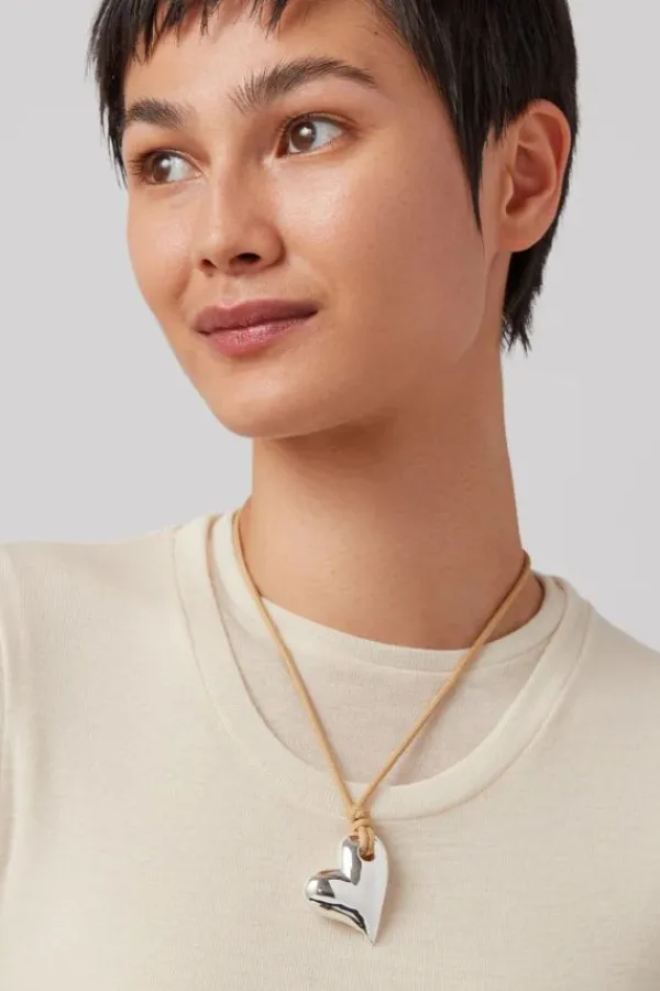 Jewelry>Jenny Bird Art Heart On A String Necklace | Silver
