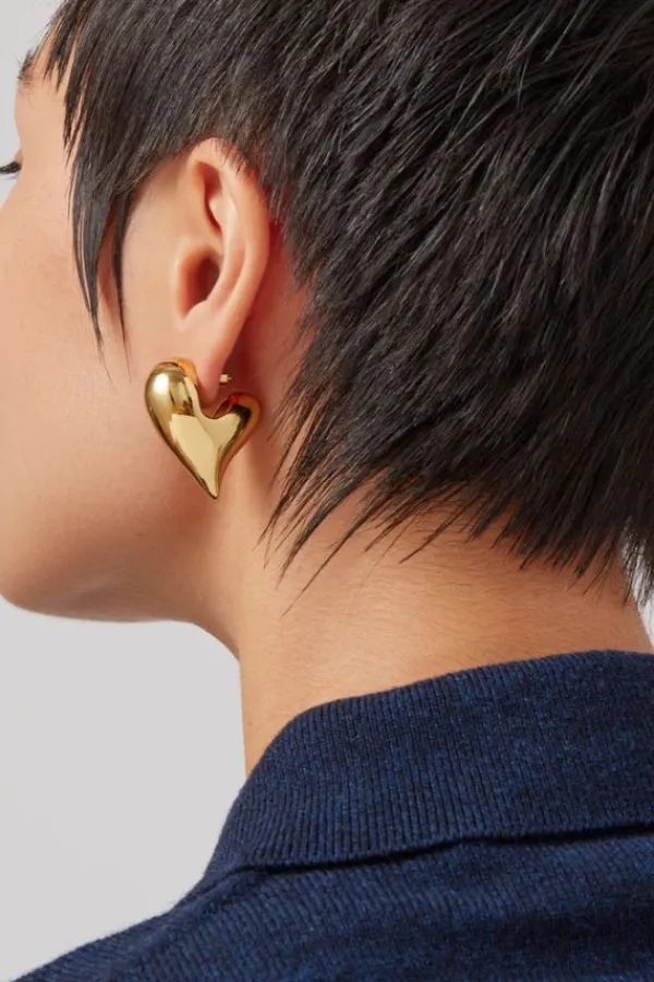 Jewelry>Jenny Bird Art Heart Puff Earrings | Gold