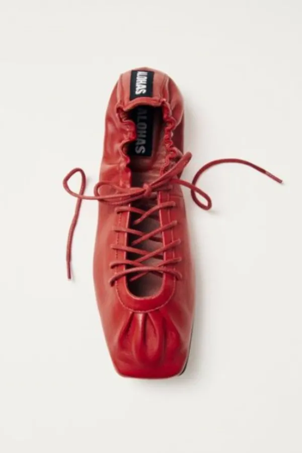 Shoes>Alohas Aureline Leather Ballet Flats | Red