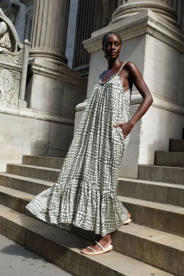 Dresses>Rujuta Sheth Cabo Dress | Illusion Block Print