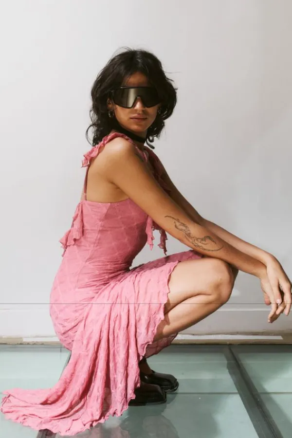 Dresses>SAEMDI Crinkled Jersey Dress | Mauve