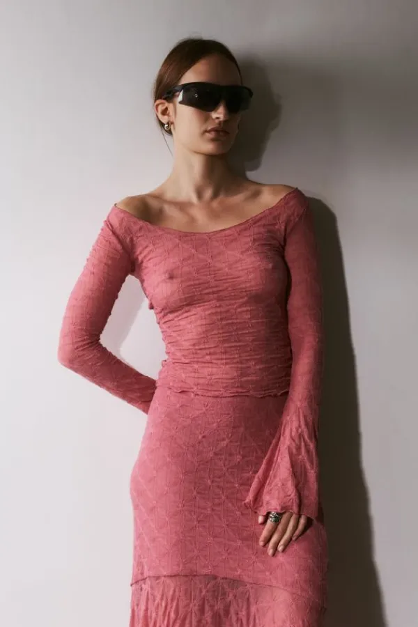 Bottoms>SAEMDI Crinkled Jersey Skirt | Mauve