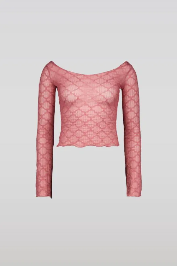 Tops>SAEMDI Crinkled Jersey Top | Mauve