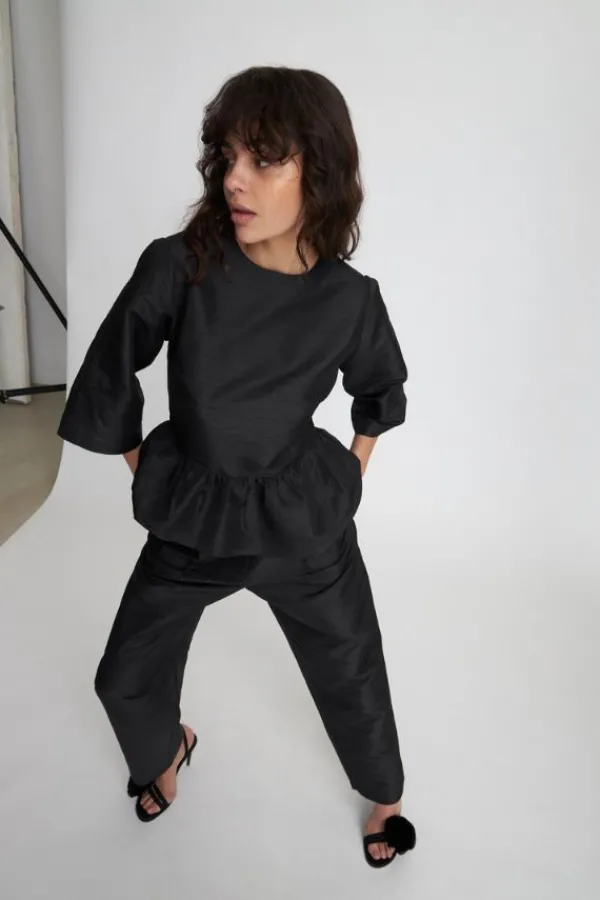 Bottoms>Stella Nova Crispy Pleated Pant | Black