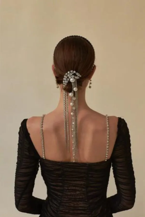 Bridal Accessories|Accessories>Lelet NY Crystal Spine Clip | Silver