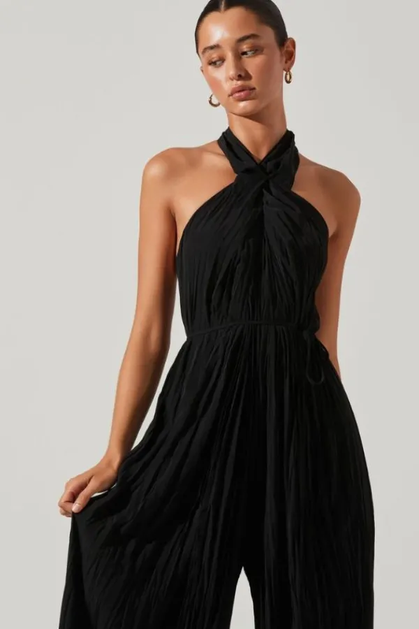Jumpsuits>ASTR The Label Damia Halter Wide Leg Jumpsuit | Black