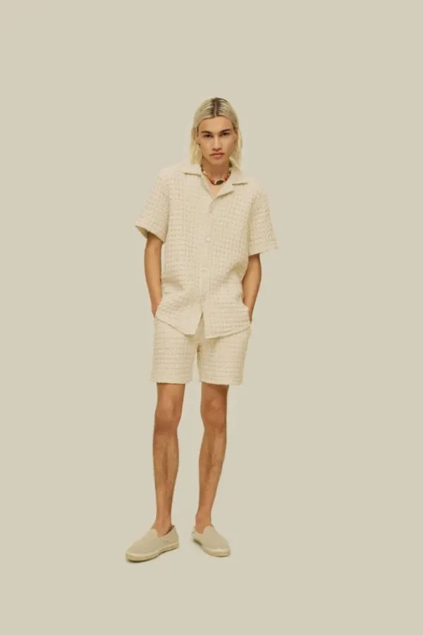 Swim|Tops>OAS Ecru Cuba Waffle Shirt