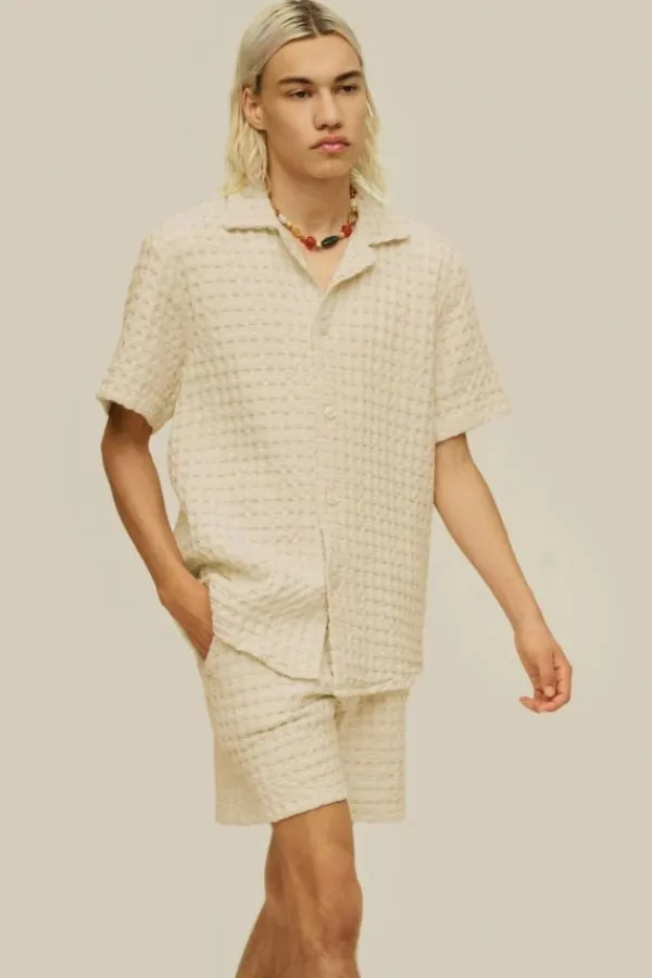 Swim|Tops>OAS Ecru Cuba Waffle Shirt