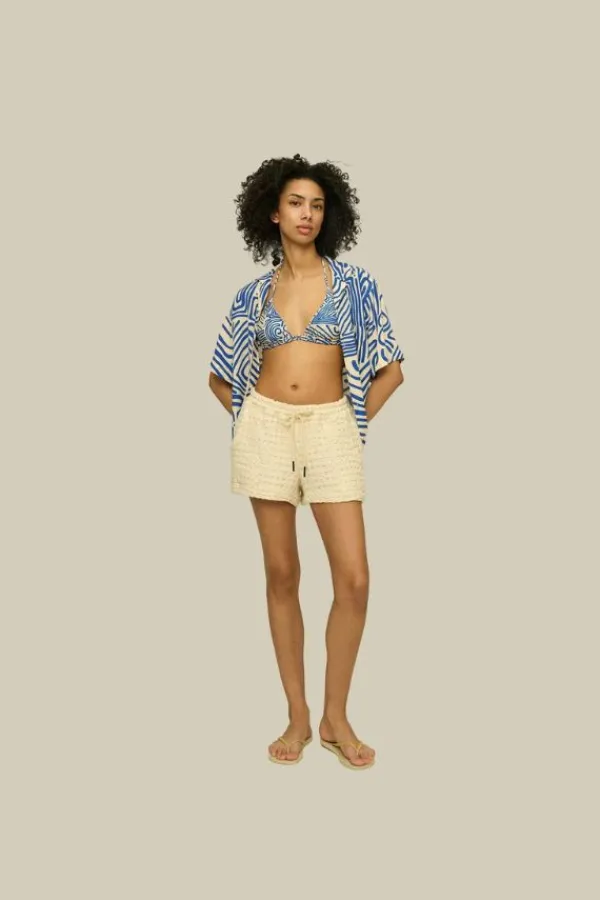 Bottoms>OAS Ecru Drizzle Waffle Shorts