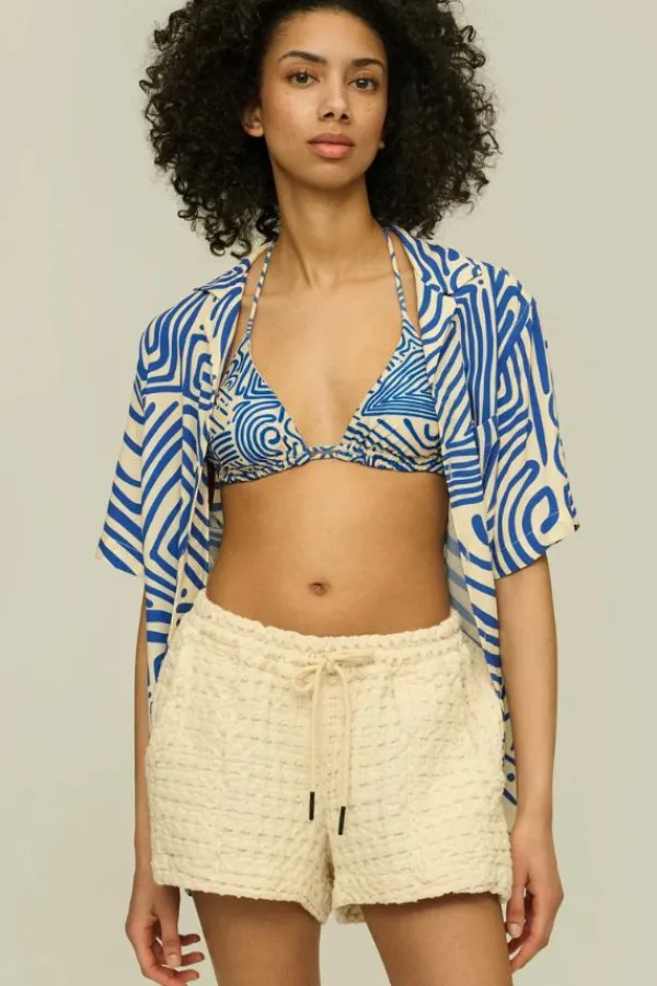 Bottoms>OAS Ecru Drizzle Waffle Shorts