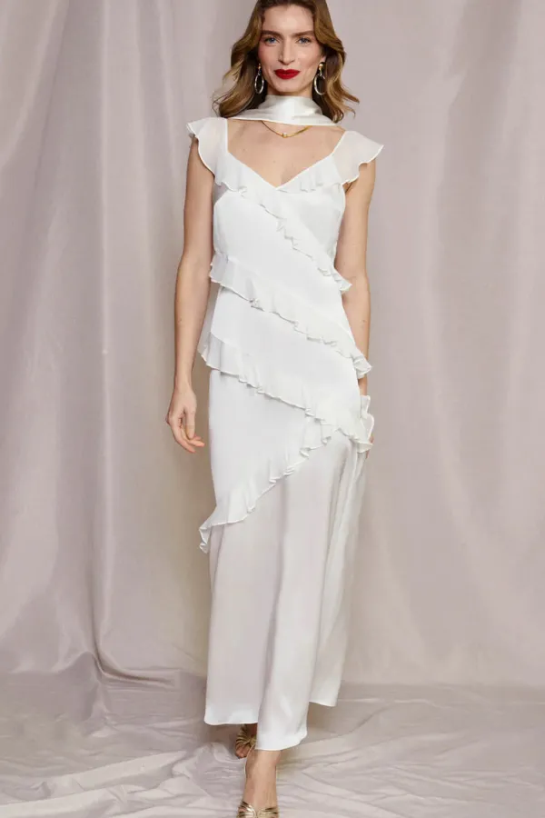 Ready-to-wear Whites|Dresses>Rixo Gail Silk Maxi Dress | Ivory