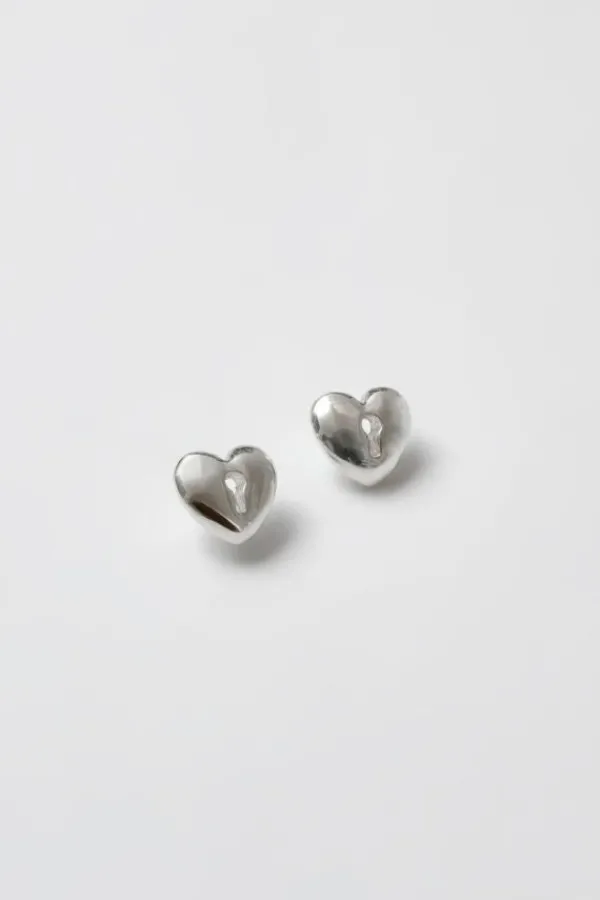 Jewelry>Wolf Circus Heart Lock Charm Studs | Silver