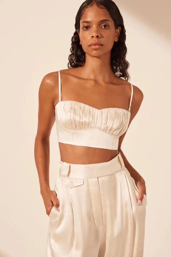 Ready-to-wear Whites|Tops>Shona Joy La Lune Corded Ruched Bralette | Cream