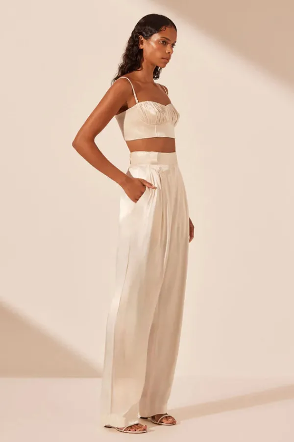 Ready-to-wear Whites|Tops>Shona Joy La Lune Corded Ruched Bralette | Cream