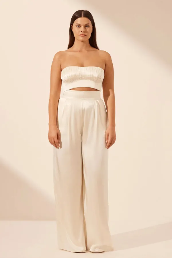 Ready-to-wear Whites|Tops>Shona Joy La Lune Corded Ruched Bralette | Cream