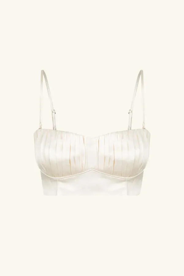 Ready-to-wear Whites|Tops>Shona Joy La Lune Corded Ruched Bralette | Cream