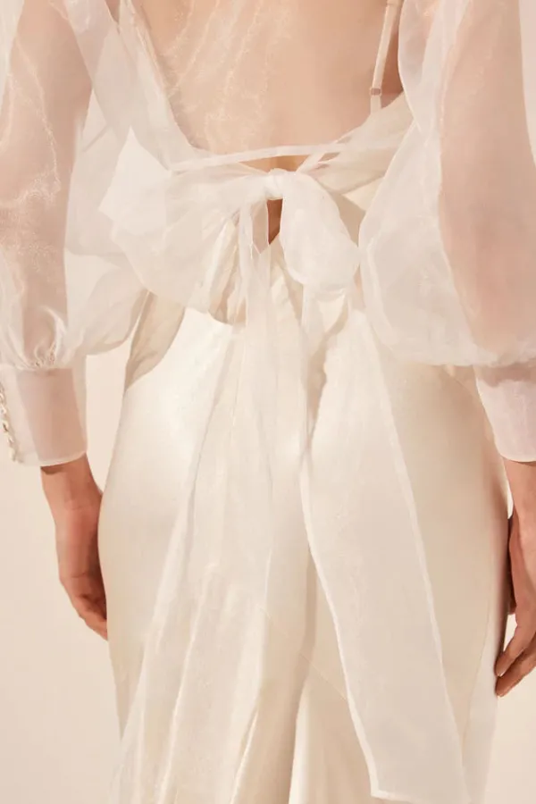 Ready-to-wear Whites|Tops>Shona Joy La Lune Lia Silk Wrap Crop Blouse | Ivory
