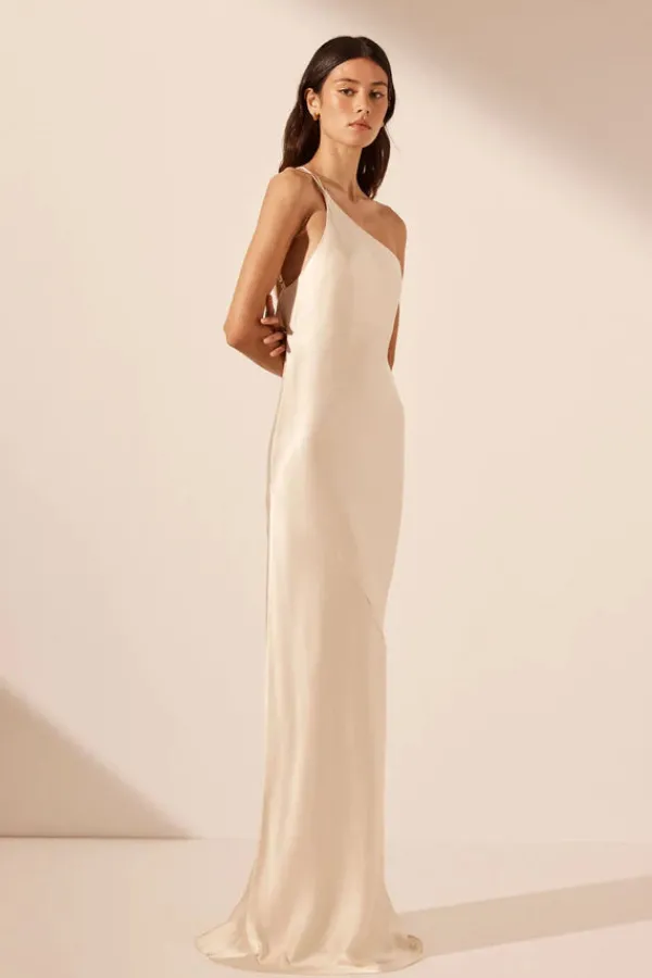 Ready-to-wear Whites|Dresses>Shona Joy La Lune One Shoulder Cowl Back Maxi Dress | Cream