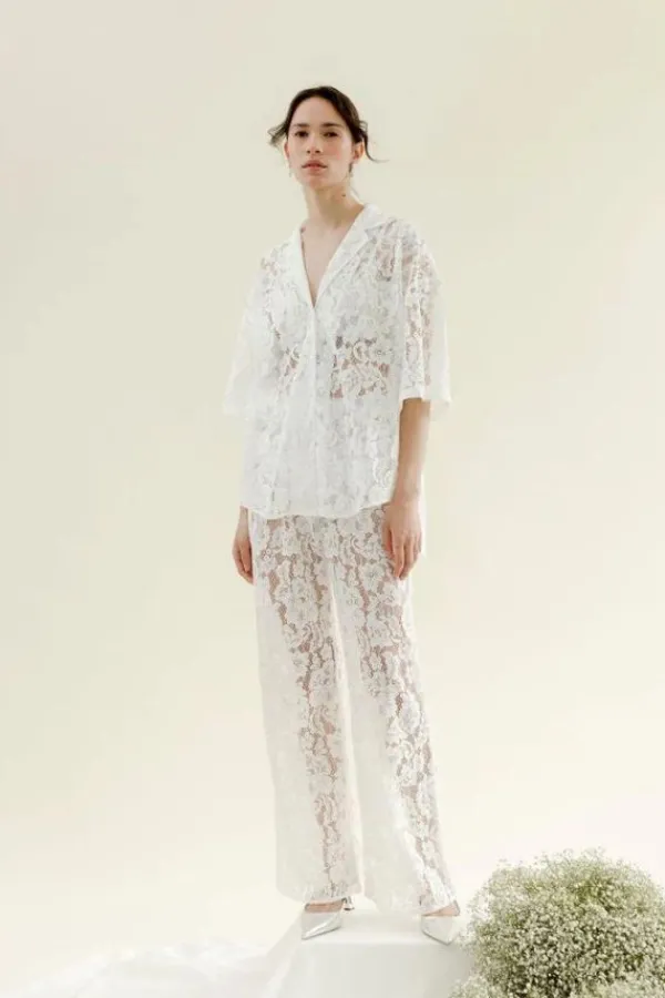 Ready-to-wear Whites|Bottoms>A Bronze Age Lily Pant | Ivory Lanai Lace