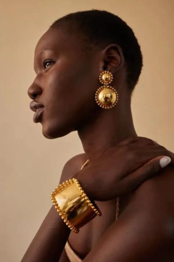 Bridal Accessories|Jewelry>Lelet NY Lucia Dome Drop Earrings | Gold