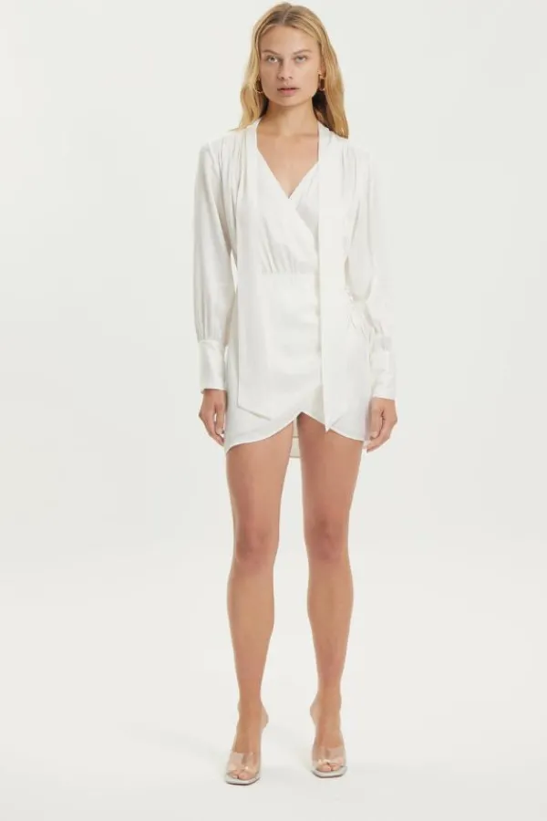 Ready-to-wear Whites|Dresses>Third Form Magnetic Drape Mini Dress | Off White