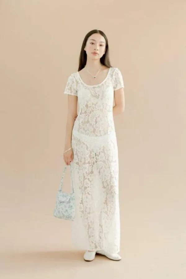 Ready-to-wear Whites|Dresses>A Bronze Age Mimi Lace Dress | Ivory Lanai Lace