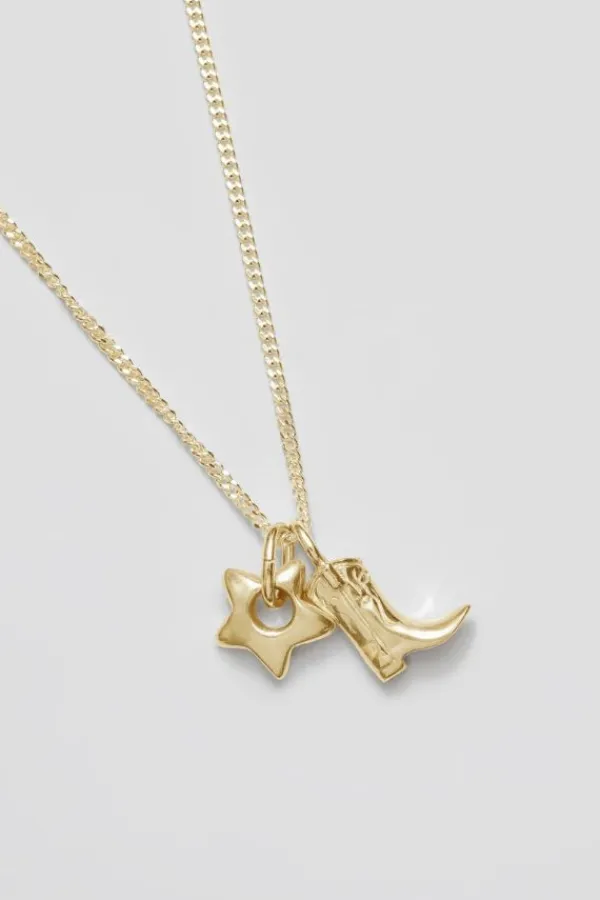 Jewelry>Wolf Circus Mini Cowboy Boot and Star Charm Necklace | Gold