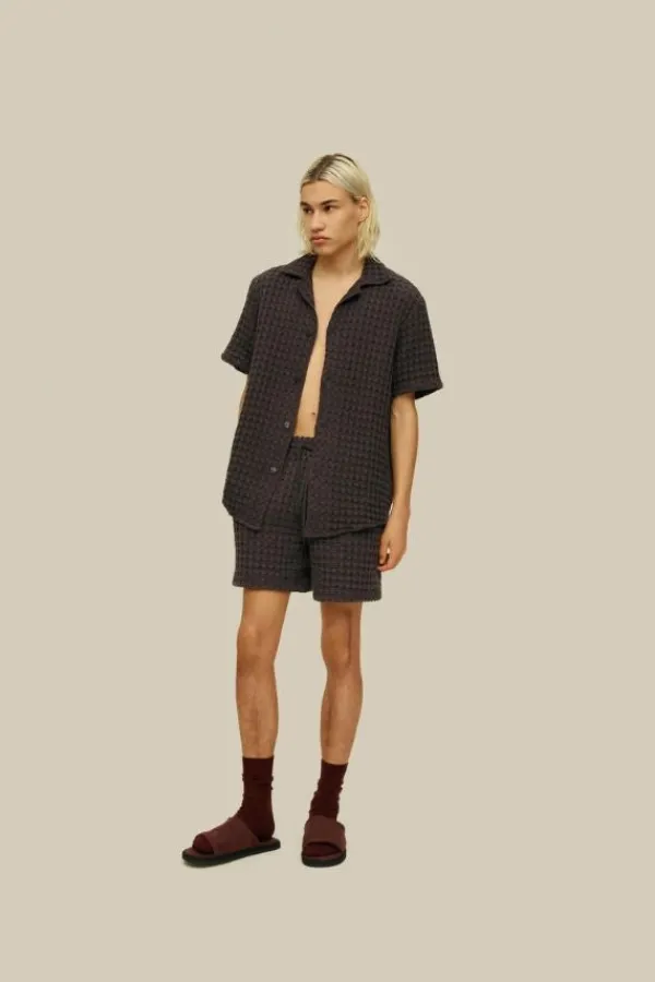 Bottoms>OAS Nearly Black Porto Waffle Shorts