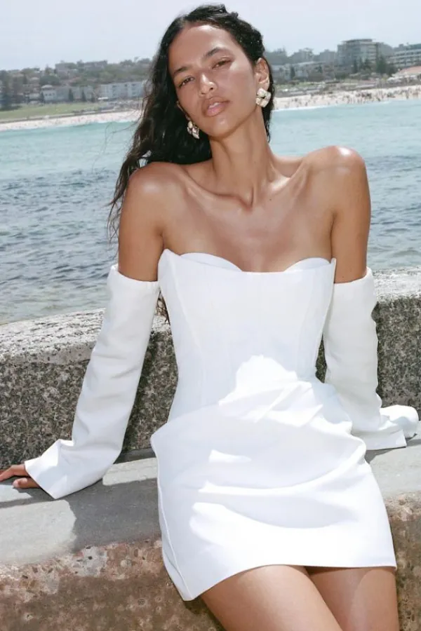 Ready-to-wear Whites>Shona Joy Oakley Strapless Draped Mini Dress | Ivory