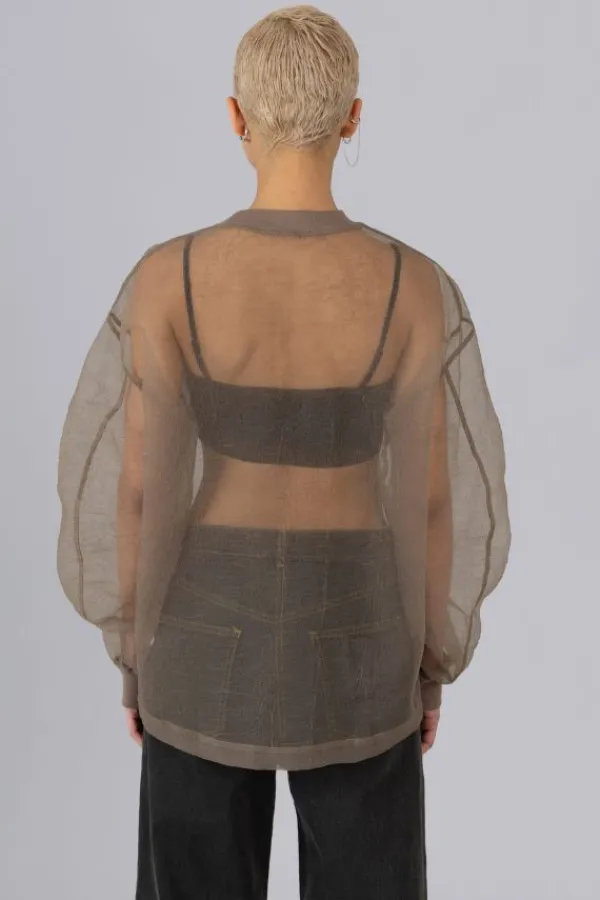 Tops>ESTHÉ Organza Sweatshirt | Green