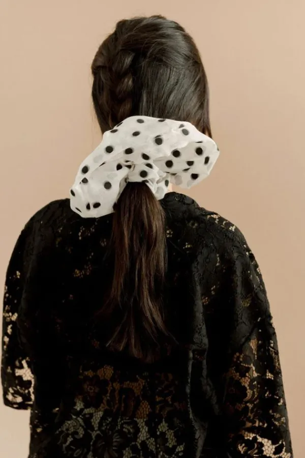 Accessories>A Bronze Age Oversized Organza Scrunchie | Polka Dot