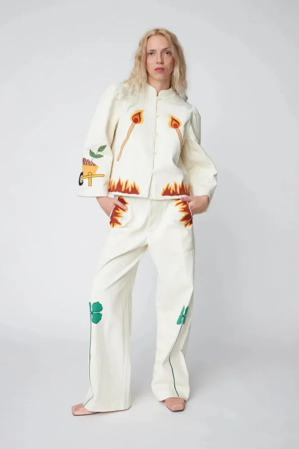 Tops>Stella Nova Patchwork Elements Cotton Jacket | Creme