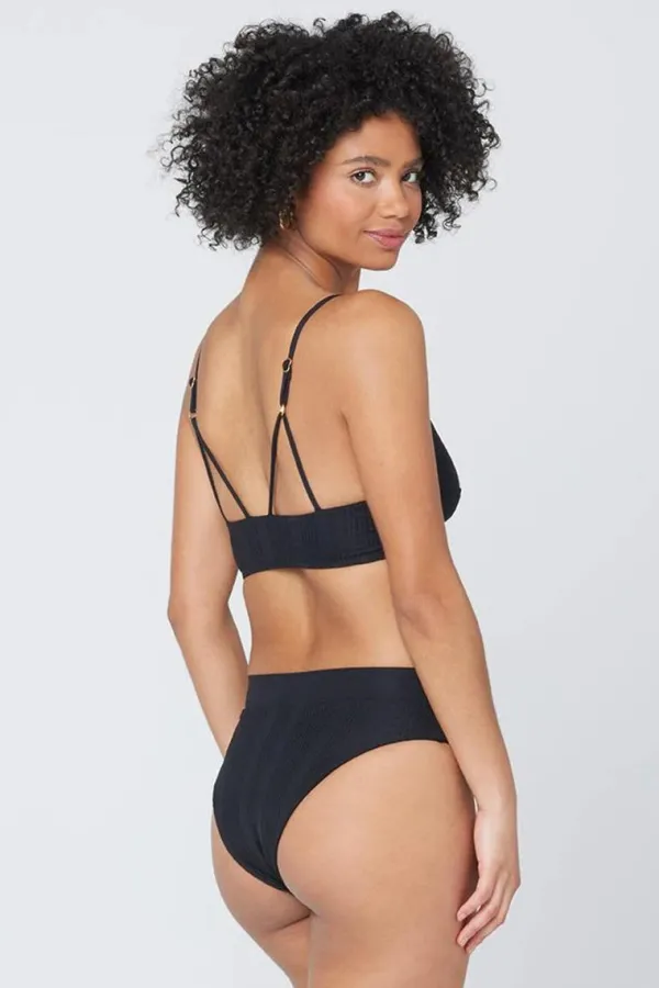 Swim>L*Space Pointelle Rib Court Bikini Bottom | Black