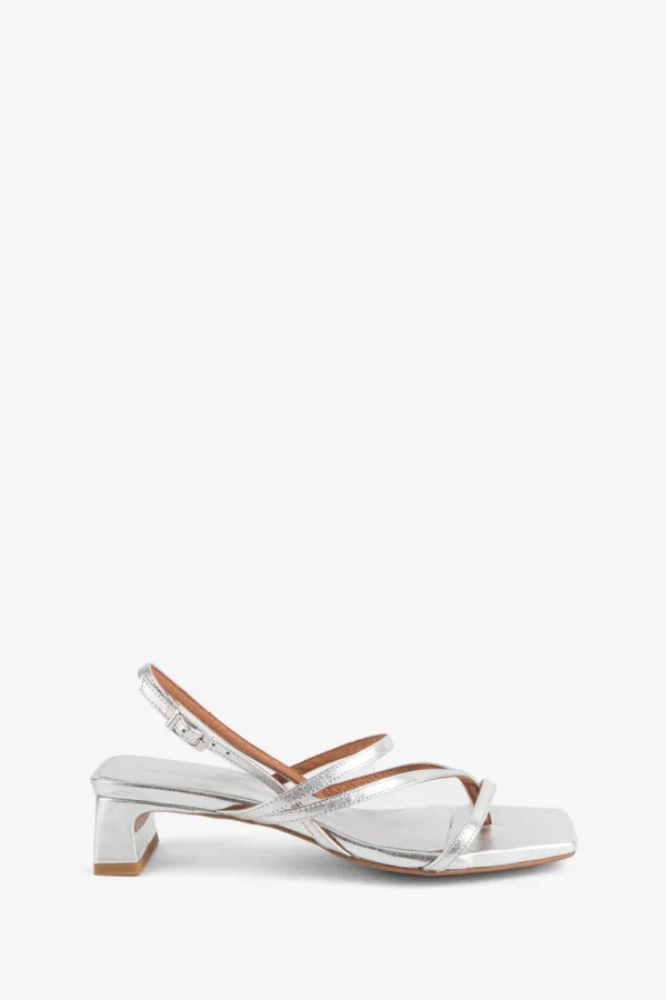 Shoes>Intentionally Blank Pup Metallic Leather Sandal Heel | Mercury