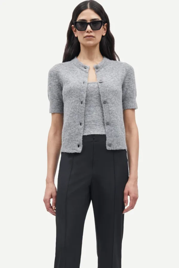 Tops>Samsoe Samsoe Sanoura SS Cardigan | Grey Mel.