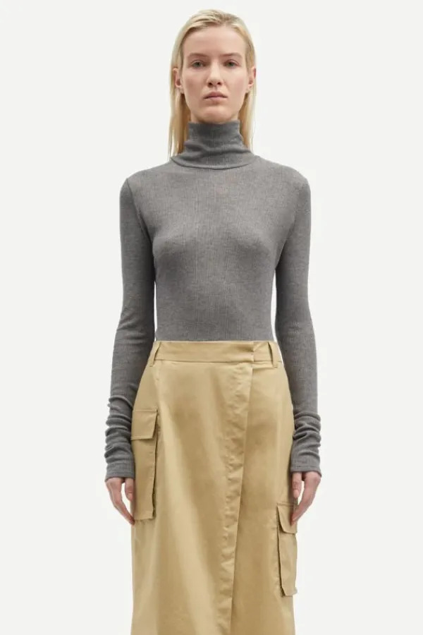Tops>Samsoe Samsoe Sasonnet T-Neck | Mid Grey Mel.