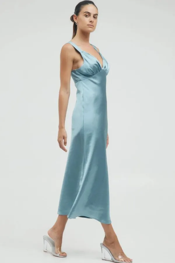 Dresses>Third Form Satin Gather Bra Bias Slip | Storm
