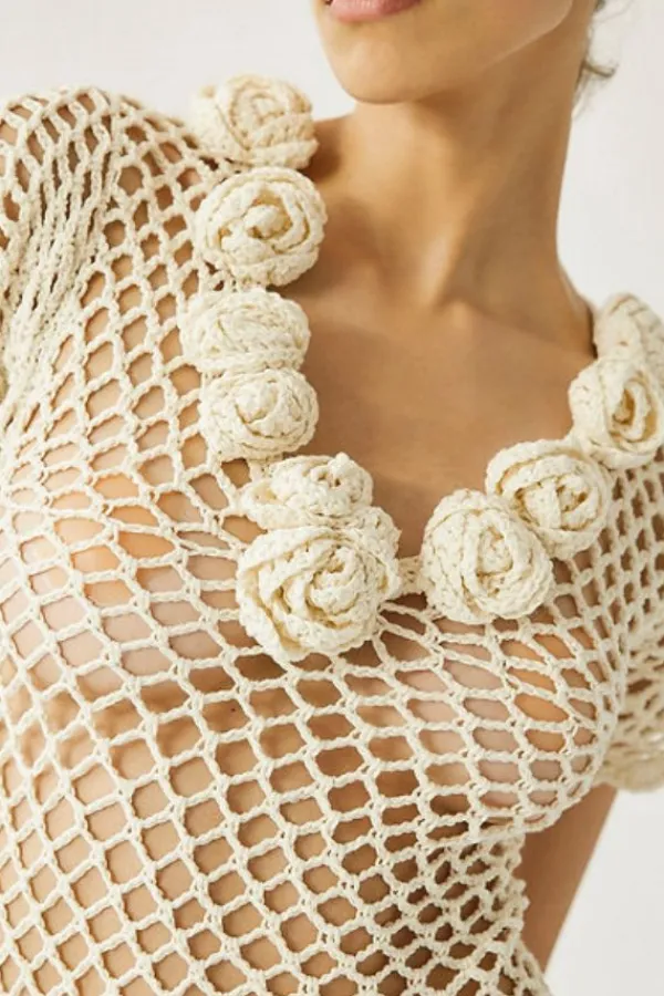 Dresses>Tach Selenge Crochet Maxi Dress | Ivory