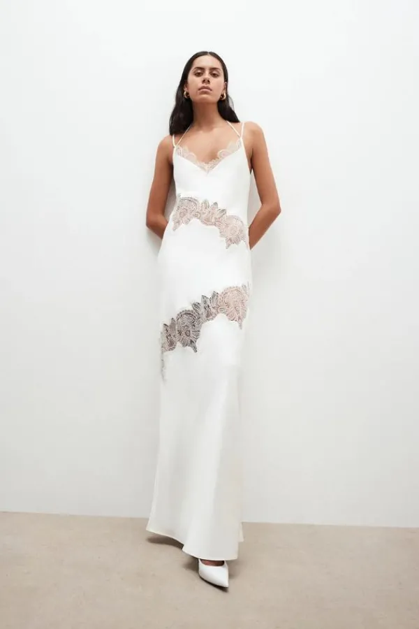 Ready-to-wear Whites|Dresses>Shona Joy Stratus Lace Panelled Maxi Dress | Ivory