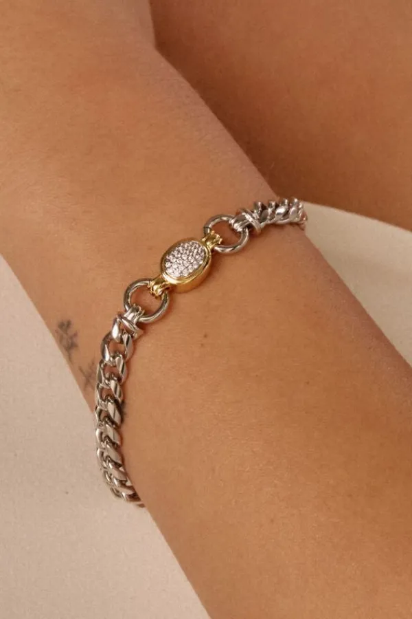 Jewelry>Luv AJ The Pave Oval Link Bracelet | Silver