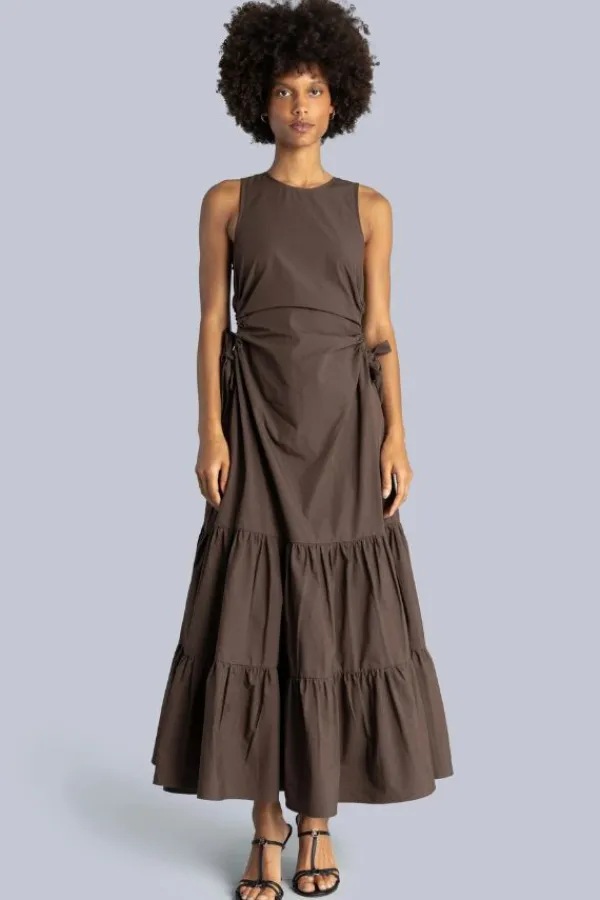 Dresses>ESTHÉ Tiered Cotton Cut-Out Maxi Dress | Brown