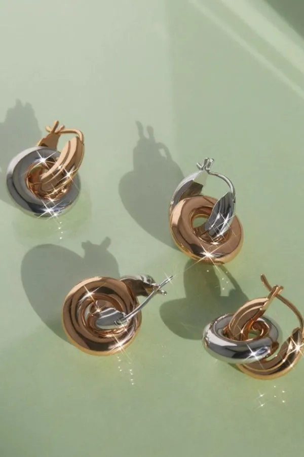 Jewelry>Luv AJ Two-Tone Interlock Hoops | Silver