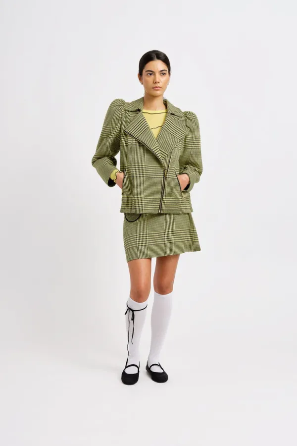 Tops>Eliza Faulkner Valentine Moto Jacket | Yellow Plaid
