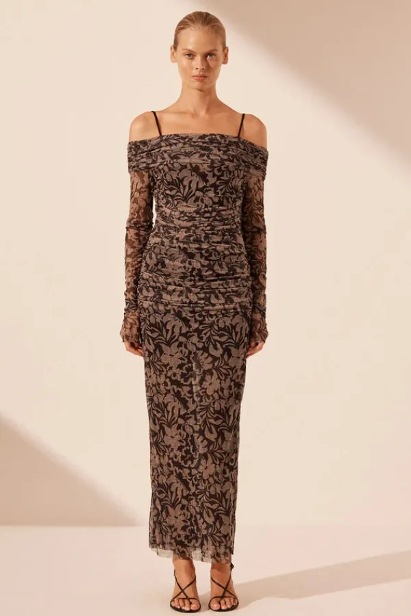 Dresses>Shona Joy Zoe Long Sleeve Off Shoulder Midi Dress | Zoe